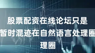 股票配资在线论坛只是暂时混迹在自然语言处理圈