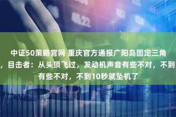 中证50策略官网 重庆官方通报广阳岛固定三角翼飞行器坠落，目击者：从头顶飞过，发动机声音有些不对，不到10秒就坠机了