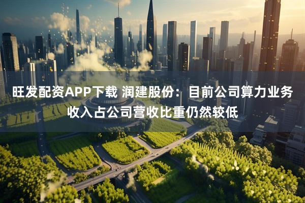 旺发配资APP下载 润建股份：目前公司算力业务收入占公司营收比重仍然较低